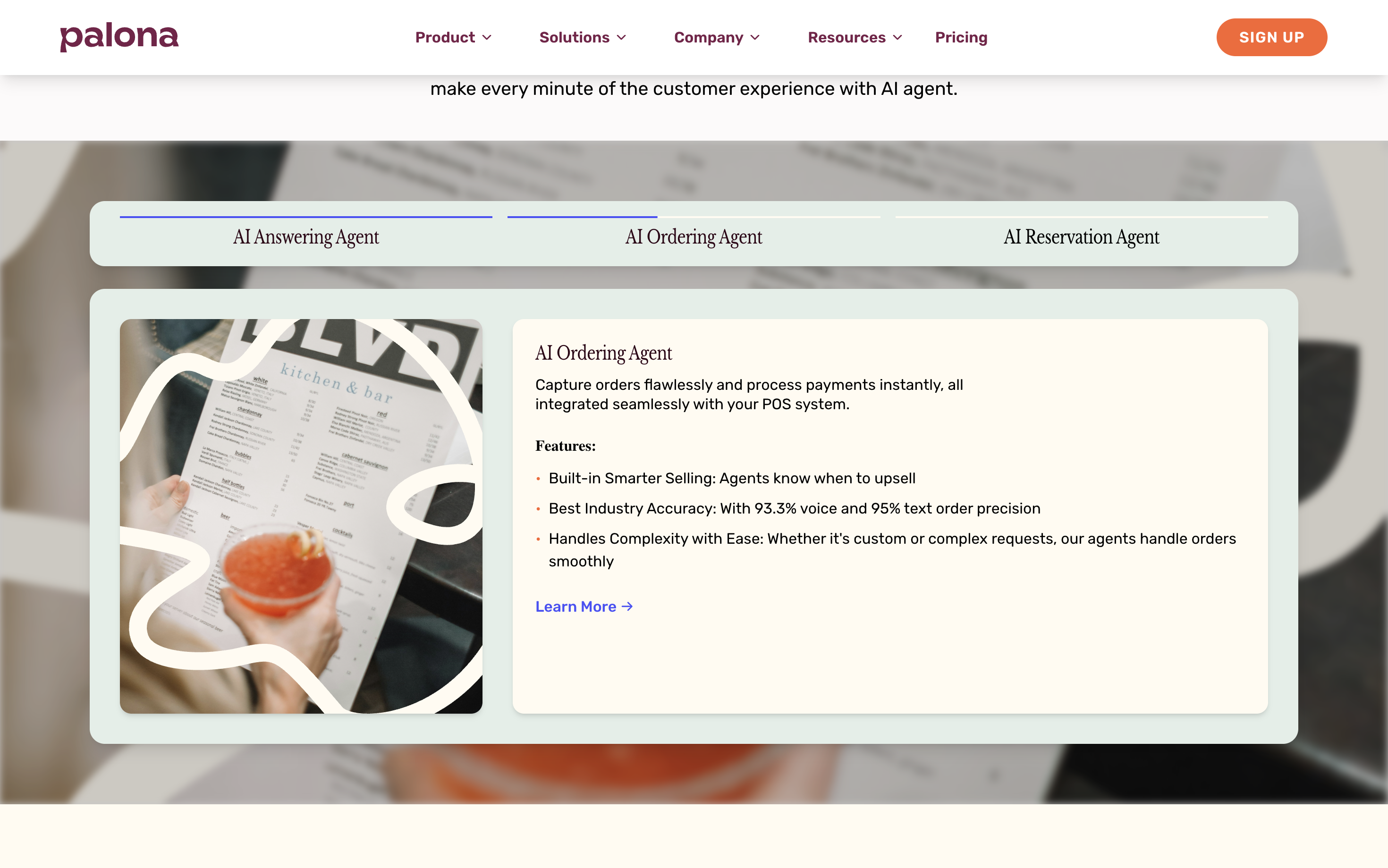 After redesign: carousel for agent types with clearer features and more visual, less text-heavy layout